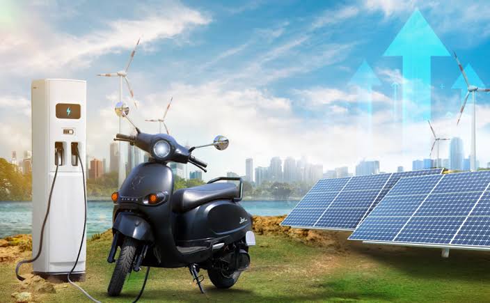 Public charging points making electric travel accessible.